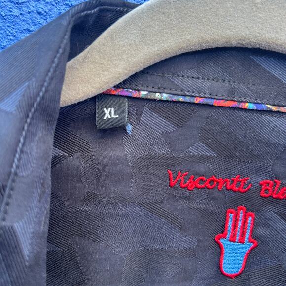 visconti black black embossed button down - Picture 6 of 7